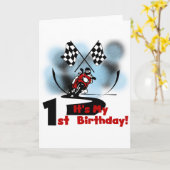 Motorcycle Racing 1e Verjaardag Tshirts en geschen Kaart (Gele Bloem)
