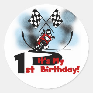 Motorcycle Racing 1e Verjaardag Tshirts en geschen Ronde Sticker