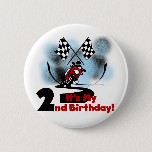 Motorcycle Racing 2e Verjaardag Tshirts en geschen Ronde Button 5,7 Cm (Voorkant)