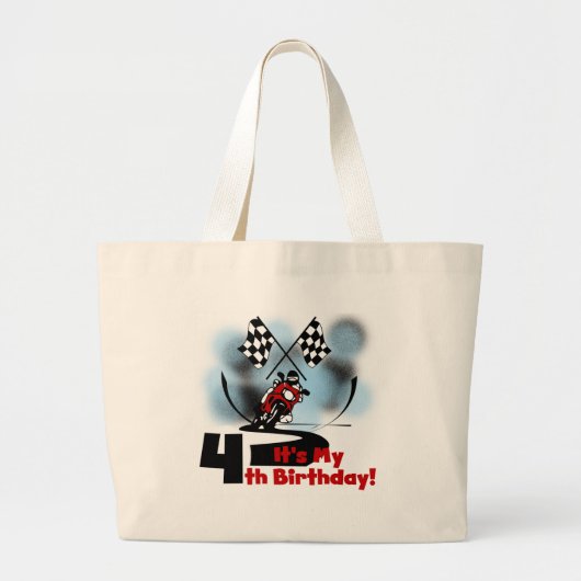 Motorcycle Racing 4e Verjaardag Tshirts Grote Tote Bag (Voorkant)