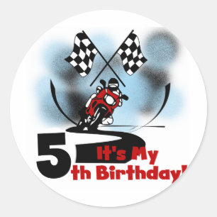 Motorcycle Racing 5e Verjaardag Ronde Sticker