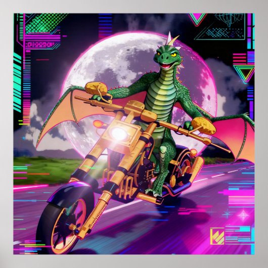 Motorcycle Racing Dragon Poster (Voorkant)