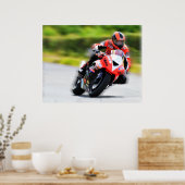 Motorcycle Red Racer Poster (Keuken)