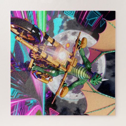 Motorcycle Riding Dragon Legpuzzel (Horizontaal)