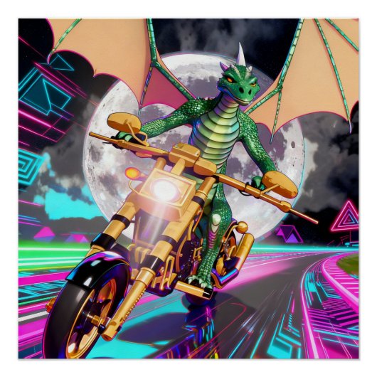 Motorcycle Riding Dragon Perfect Poster (Voorkant)