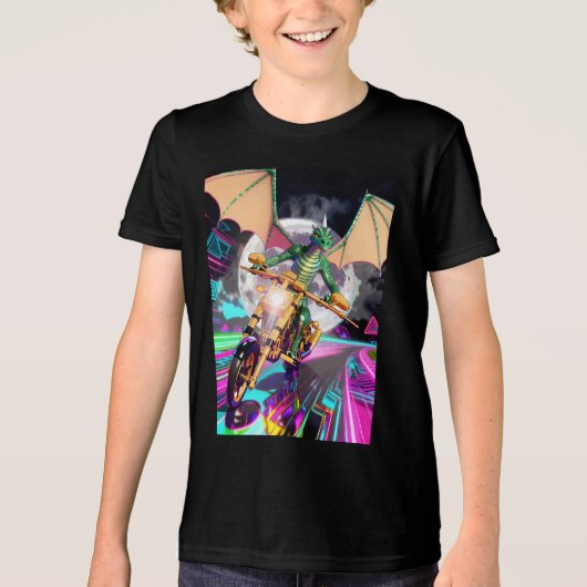 Motorcycle Riding Dragon Tri-Blend Shirt (Voorkant)
