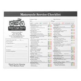 Motorcycle Service Checklist 8.5x11 Landscape Notitieblok