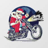 Motorcycle Shop Chopper Riding Santa Claus Cigar Raamsticker (Vel)