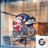 Motorcycle Shop Chopper Riding Santa Claus Cigar Raamsticker (Cafe Raam)