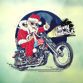 Motorcycle Shop Chopper Riding Santa Claus Cigar Raamsticker (Vel 3)
