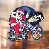 Motorcycle Shop Chopper Riding Santa Claus Cigar Raamsticker (Vel 2)