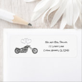 Motorcycle & Silver Hearts Biker Bruiloft Etiket (Insitu)
