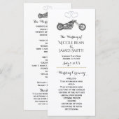 Motorcycle & Silver Hearts Biker Huwelijksprogramm Programmakaart (Voorkant / Achterkant)
