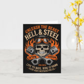 Motorcycle Skull And Ston Crossbones For Men Biker Kaart (Gele Bloem)