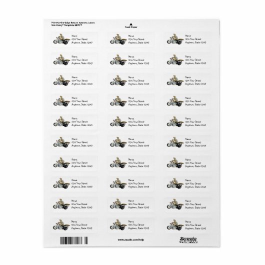 Motorcycle Squirrel Return Address Labels (Full Sheet)