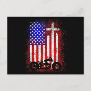  Motorcycle USA Flag Christelijk Geloof voor Bi Briefkaart