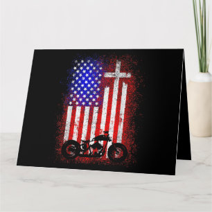 Motorcycle USA Flag Christelijk Geloof voor Bi Kaart
