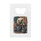 Motorcycle USA Flag Retro Biker Chopper Creditkaart Flessenopener (Achterkant)