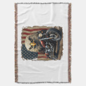 Motorcycle USA Flag Retro Biker Chopper Deken (Voorkant Verticaal)