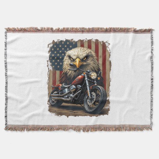 Motorcycle USA Flag Retro Biker Chopper Deken (Voorkant)