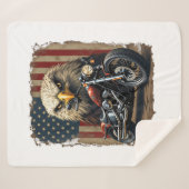 Motorcycle USA Flag Retro Biker Chopper Sherpa Deken (Voorkant (horizontaal))