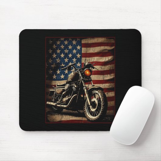 Motorcycle Usa Flag Retro Biker  Muismat (Met muis)