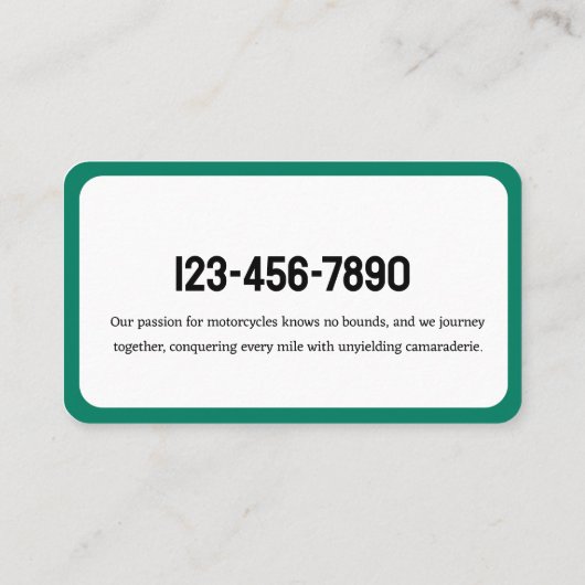 Motorcycle Visitekaartje (Achterkant)