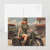 Motorcycle Vrouw Briefkaart (Voorkant / Achterkant)