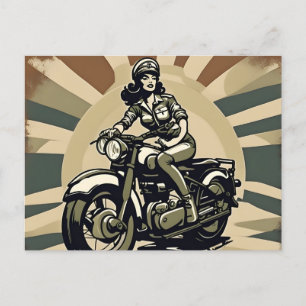  Motorcycle Woman Briefkaart