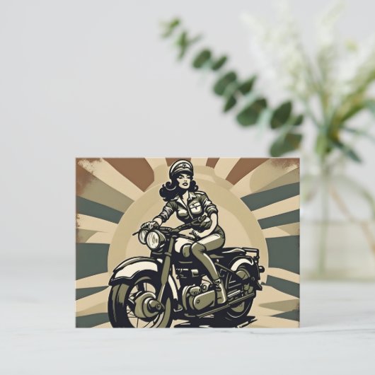  Motorcycle Woman Briefkaart (Staand voorkant)