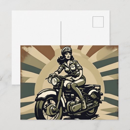  Motorcycle Woman Briefkaart (Voorkant / Achterkant)