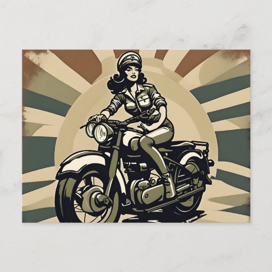  Motorcycle Woman Briefkaart (Voorkant)
