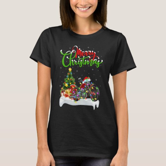 Motorcycle Xmas Decorations Santa Motorcycle Chr T-shirt (Voorkant)