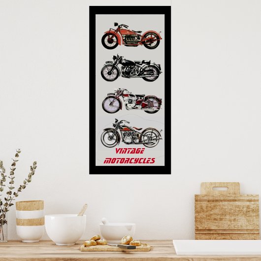 MOTORCYCLI Black Red Grey Poster (Keuken)
