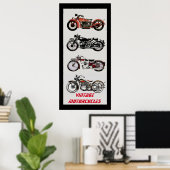 MOTORCYCLI Black Red Grey Poster (Thuiskantoor)
