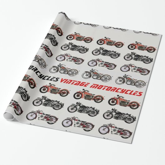 MOTORCYCLI rood, grijs zwart Cadeaupapier (Uitgerold)