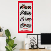 MOTORCYCLI Roodgrijs Poster (Thuiskantoor)