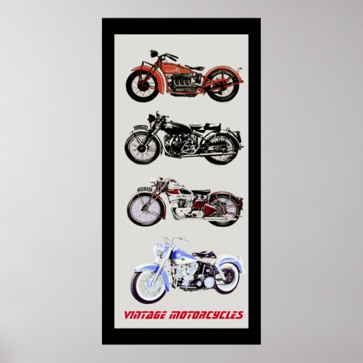  MOTORCYCLI, zwarte grijs Poster (Voorkant)