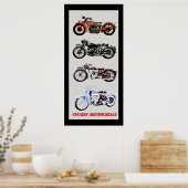  MOTORCYCLI, zwarte grijs Poster (Keuken)