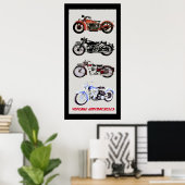  MOTORCYCLI, zwarte grijs Poster (Thuiskantoor)