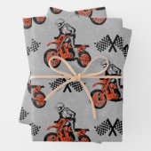 Motorcyclist Motocross Lovers Racing Flags Inpakpapier Vel (In situ)