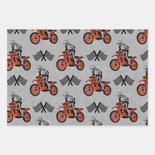 Motorcyclist Motocross Lovers Racing Flags Inpakpapier Vel (Voorkant)