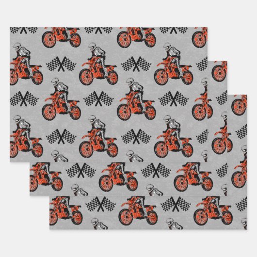 Motorcyclist Motocross Lovers Racing Flags Inpakpapier Vel (Set)