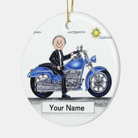 Motorcyclus - Mal Keramisch Ornament (Links)