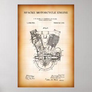 MOTORCYCLUS MOTORPATENT 1914 POSTER