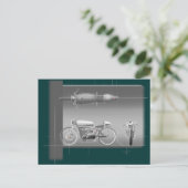 MOTORCYCLUS ONTWERPKUNST. BRIEFKAART (Staand voorkant)