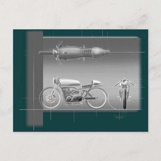 MOTORCYCLUS ONTWERPKUNST. BRIEFKAART (Voorkant)