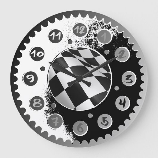MOTORCYCLUS SPROCKET WALCLOCKS. GROTE KLOK (Voorkant)