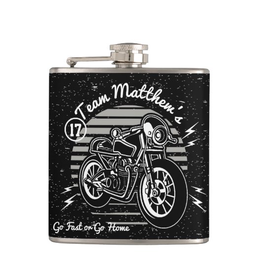 Motorcyle Biker Best Man Monogram Heupfles (Voorkant)