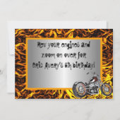 Motorcyle Flames Birthday Invitation Kaart (Achterkant)
